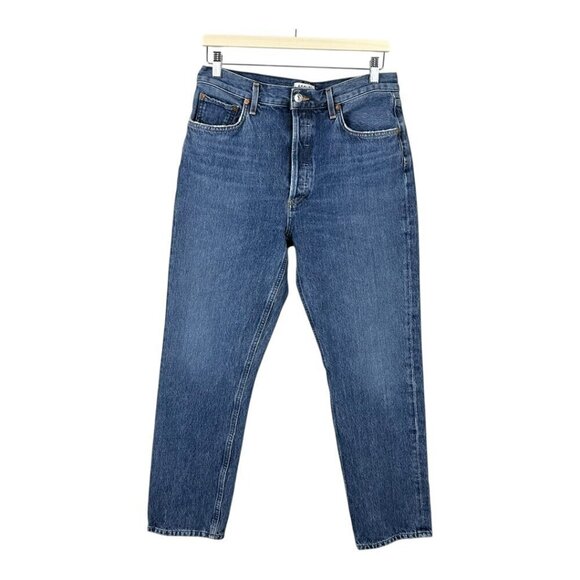 Agolde Riley High Rise Straight Crop Air Blue - Picture 2 of 10